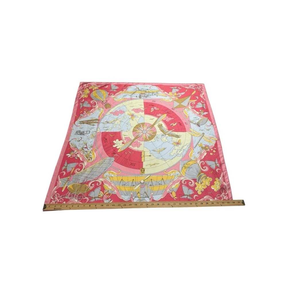 Vintage Projectif Silk Scarf Commemorative CFM Power of Flight Aviation History